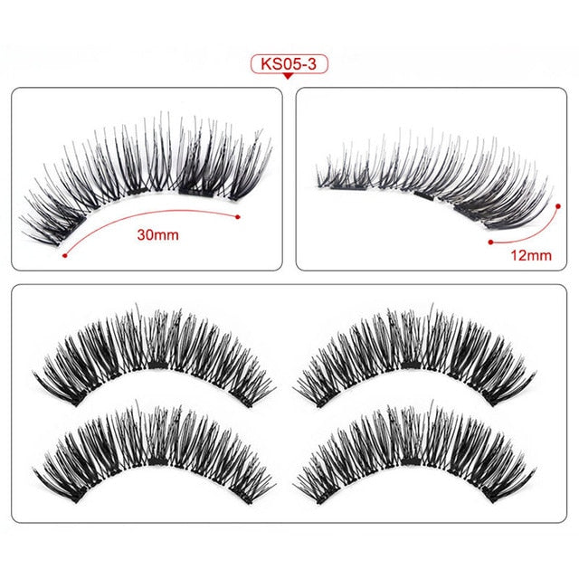 False Eyelashes Magnetic Natural 3 Magnets Set Natural Long Wearing Without Glue Long Lasting Multiple Magnetic Eyelashes