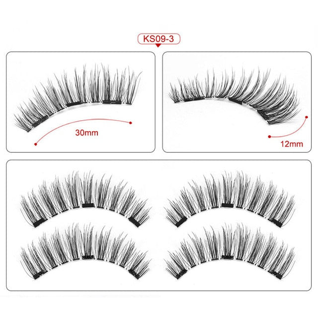 False Eyelashes Magnetic Natural 3 Magnets Set Natural Long Wearing Without Glue Long Lasting Multiple Magnetic Eyelashes