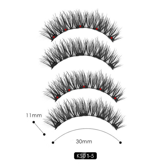False Eyelashes Magnetic Natural 3 Magnets Set Natural Long Wearing Without Glue Long Lasting Multiple Magnetic Eyelashes