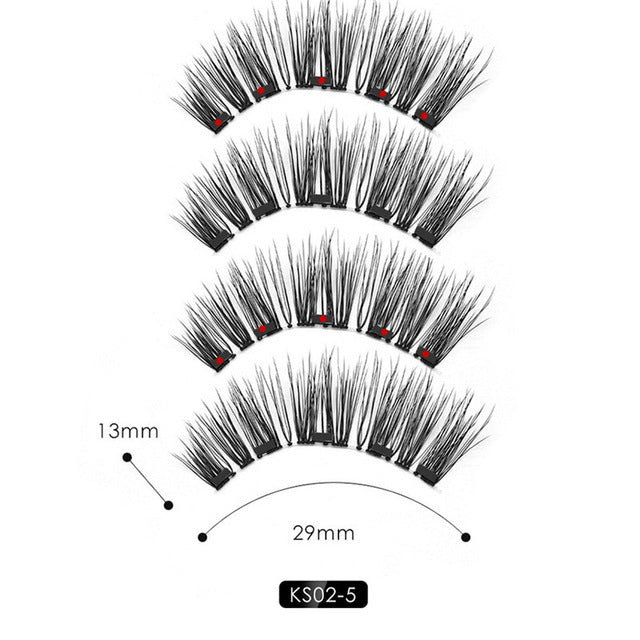 False Eyelashes Magnetic Natural 3 Magnets Set Natural Long Wearing Without Glue Long Lasting Multiple Magnetic Eyelashes