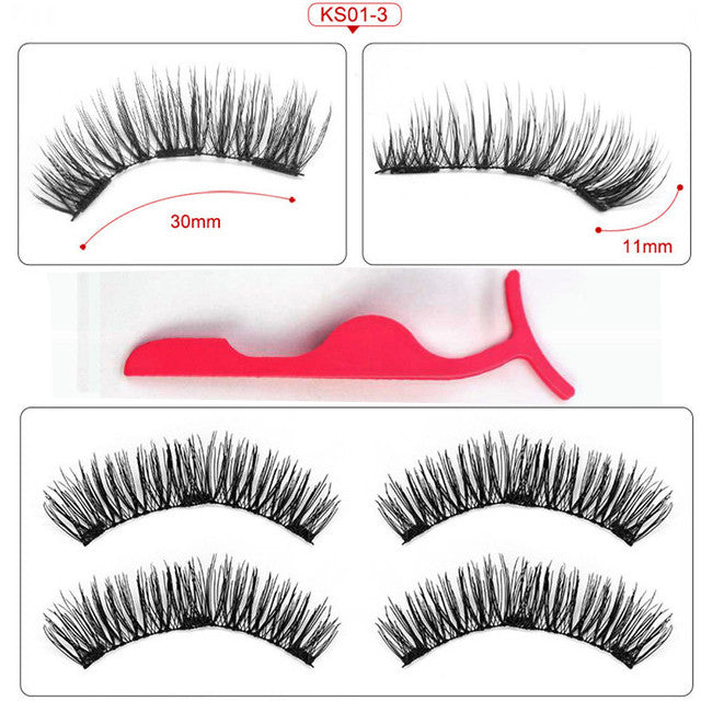 False Eyelashes Magnetic Natural 3 Magnets Set Natural Long Wearing Without Glue Long Lasting Multiple Magnetic Eyelashes