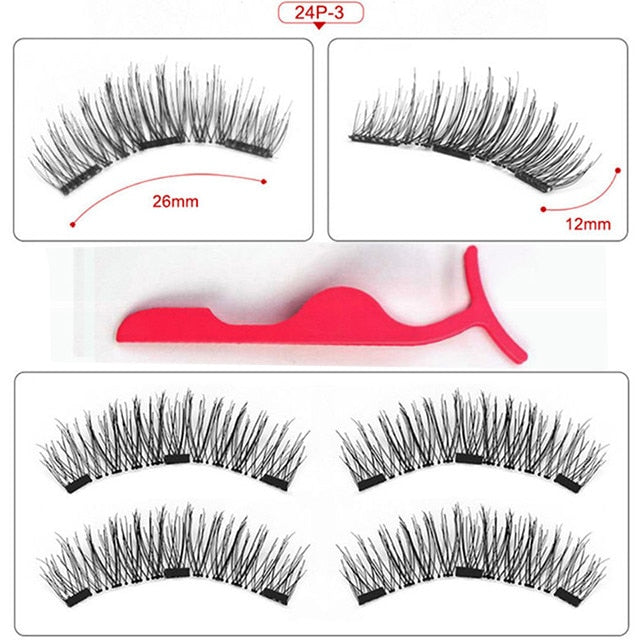 False Eyelashes Magnetic Natural 3 Magnets Set Natural Long Wearing Without Glue Long Lasting Multiple Magnetic Eyelashes