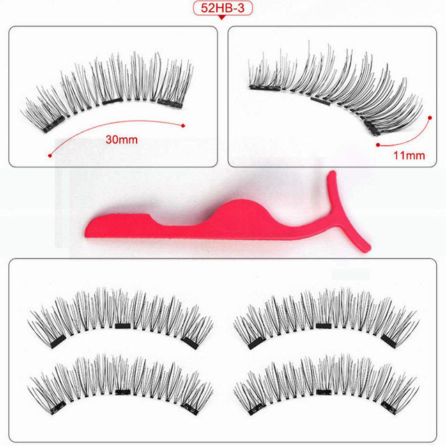 False Eyelashes Magnetic Natural 3 Magnets Set Natural Long Wearing Without Glue Long Lasting Multiple Magnetic Eyelashes