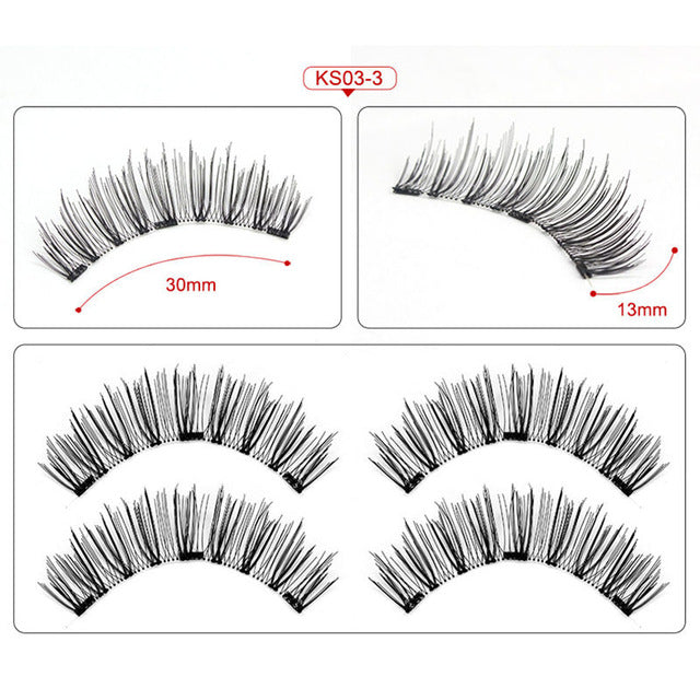 False Eyelashes Magnetic Natural 3 Magnets Set Natural Long Wearing Without Glue Long Lasting Multiple Magnetic Eyelashes