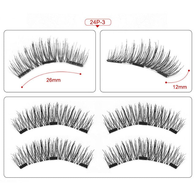False Eyelashes Magnetic Natural 3 Magnets Set Natural Long Wearing Without Glue Long Lasting Multiple Magnetic Eyelashes