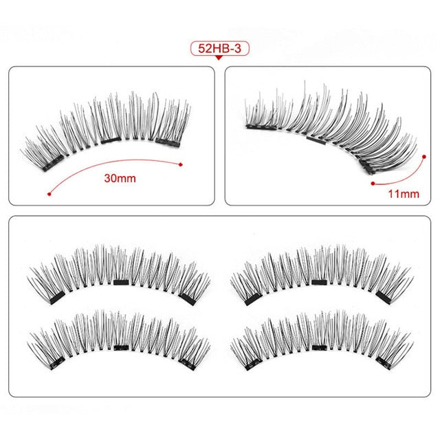 False Eyelashes Magnetic Natural 3 Magnets Set Natural Long Wearing Without Glue Long Lasting Multiple Magnetic Eyelashes